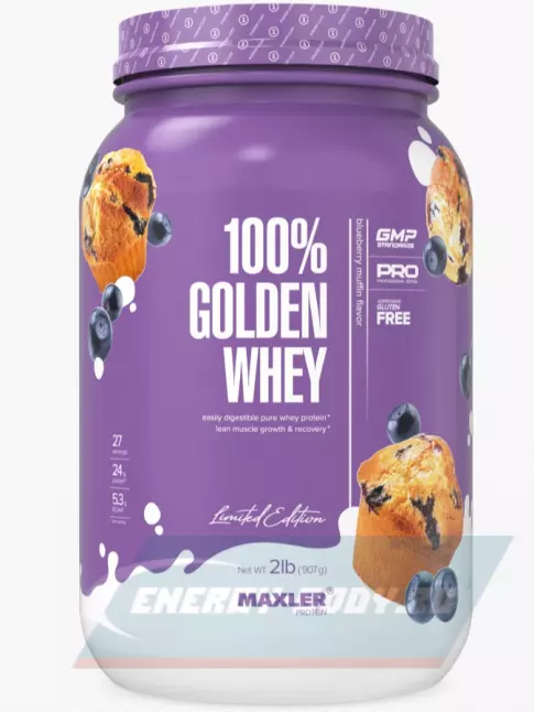  MAXLER 100% Golden Whey 907 г, Черничный Маффин