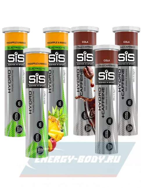  SCIENCE IN SPORT (SiS) GO Hydro Tablet 20s_3 6 x 20 таблеток, Ананас - Манго, Кола