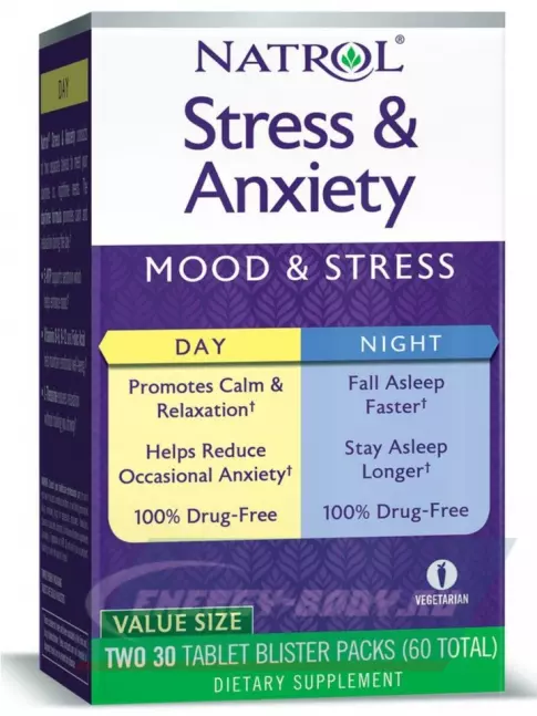  Natrol Stress & Anxiety Day & Nite 60 таблеток