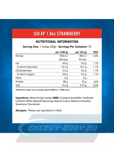  APPLIED NUTRITION ISO-XP сывороточный изолят 1800 г, Клубника