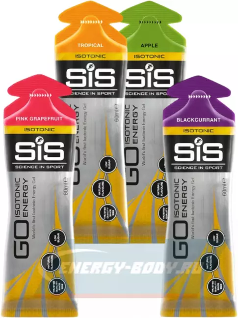 Энергетический гель SCIENCE IN SPORT (SiS) GO Isotonic Energy Gels 4 x 60 мл, Микс №8