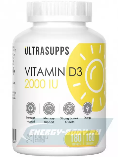  UltraSupps Vitamin D3 2000 IU 180 капсул