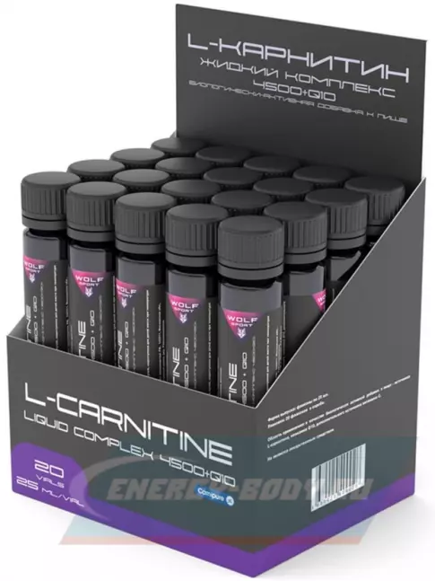 L-Карнитин WolfSport L-Carnitine 4500 (Carnipure) +Q10 20 амп x 25 мг, малина