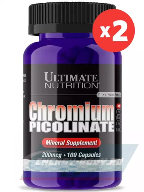Минералы Ultimate Nutrition CHROMIUM PICOLINATE 200 mcg 2 x 100 капсул, нейтральный Минералы Ultimate Nutrition CHROMIUM PICOLINATE 200 mcg 2 x 100 капсул, нейтральный