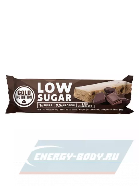 Батончик протеиновый GoldNutrition Low Sugar 30 г, Темный шоколад