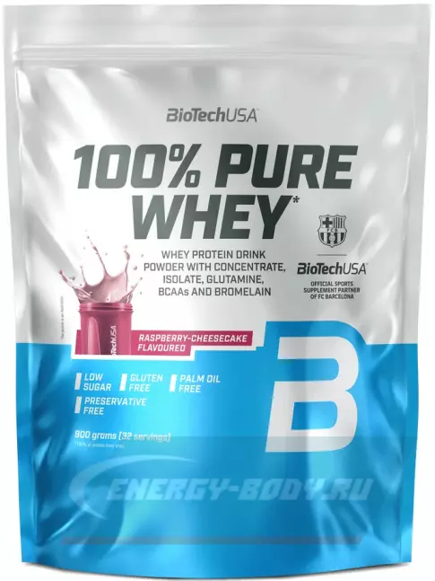  BioTechUSA 100% Pure Whey 900 г, Малиновый чизкейк