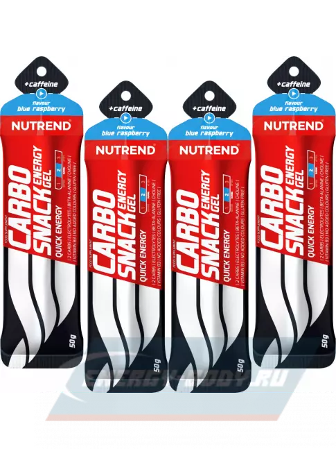 Энергетический гель NUTREND Carbosnack 60mg caffeine саше 4 шт x 50 г, Голубая малина Энергетический гель NUTREND Carbosnack 60mg caffeine саше 4 шт x 50 г, Голубая малина