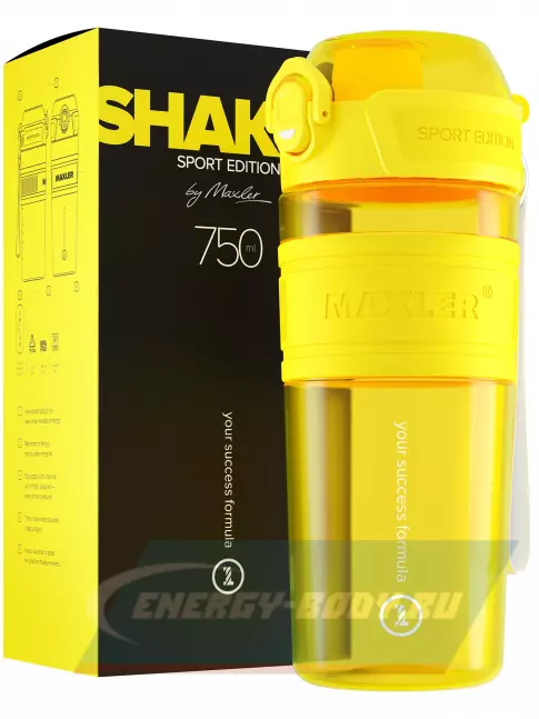  MAXLER Shaker Bottle Sport Edition 750 мл, Желтый
