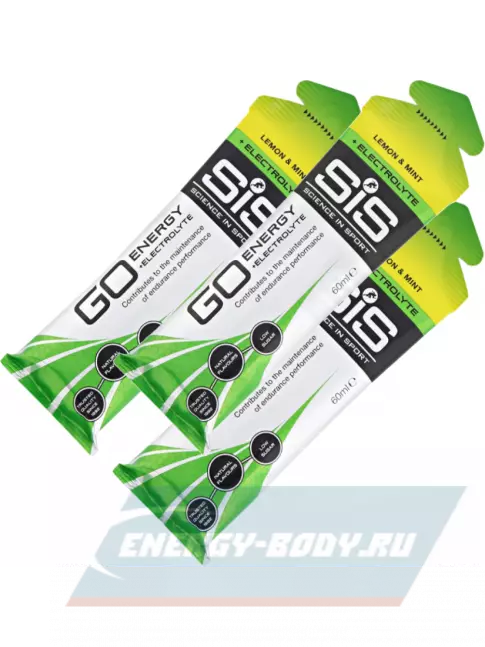 Энергетический гель SCIENCE IN SPORT (SiS) Go Energy + Electrolyte Gels 3 x 60 мл + электролиты, Лимон-Мята