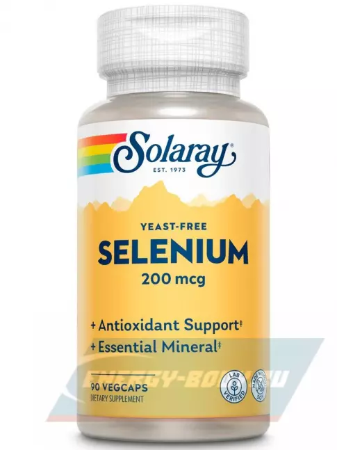Минералы Solaray Selenium Yeast Free 200 mcg 90 веган капсул