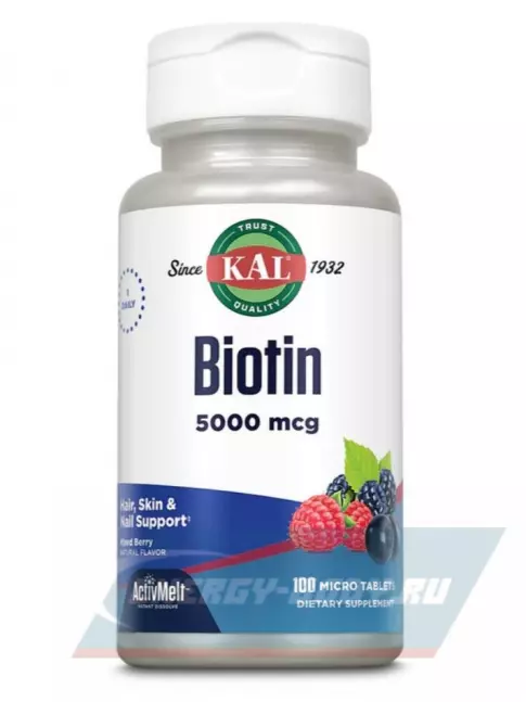  KAL Biotin ActivMelt 5000 mcg 100 таблеток, Ягодный микс