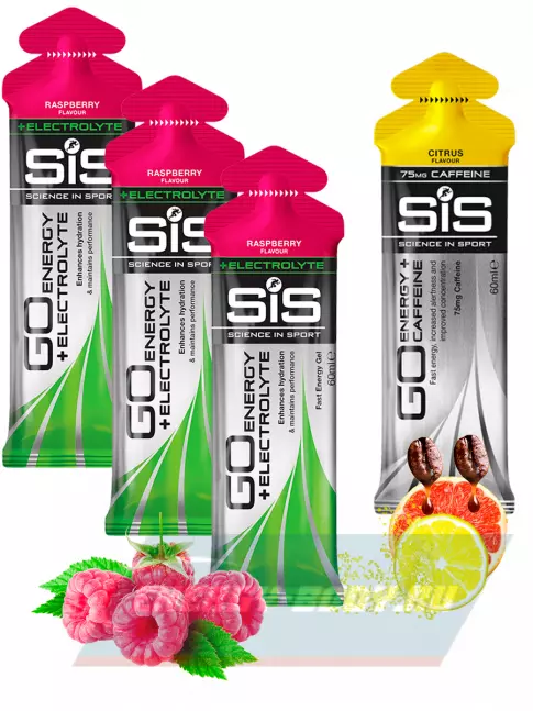 Энергетический гель SCIENCE IN SPORT (SiS) GO Energy MIX-31 4 x 60 мл, Малина, Цитрус