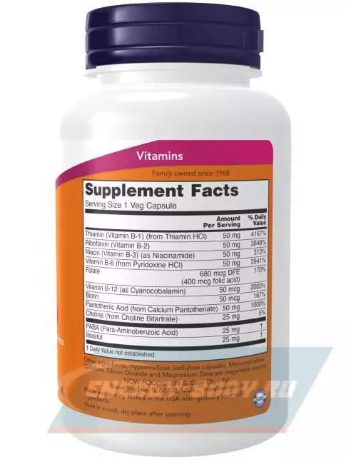 NOW FOODS B-50 Complex – В-50 Комплекс (Veg Capsules) 100  веган капсул  NOW FOODS B-50 Complex – В-50 Комплекс (Veg Capsules) 100  веган капсул