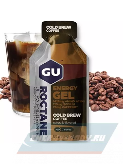 Энергетический гель GU ENERGY GU ROCTANE Energy Gel 70mg caffeine 3 x 32 г, Холодный кофе