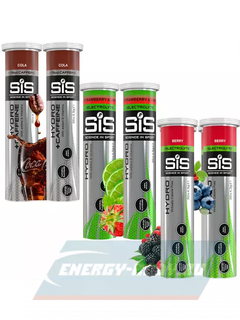  SCIENCE IN SPORT (SiS) GO Hydro Tablet 20s 6 x 20 таблеток, Кола, Клубника - Лайм, Ягоды