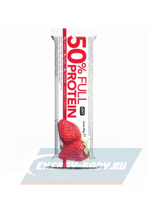 Батончик протеиновый QNT 50% FULL PROTEIN BAR 12 x 50 г, Клубника