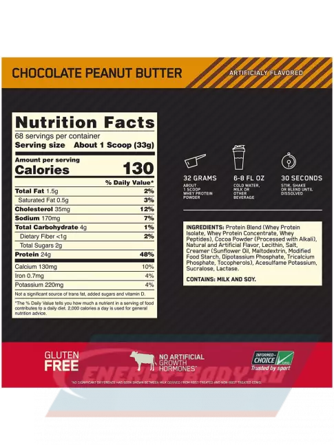  Optimum Nutrition 100% Whey Gold Standard 2270 г, Шоколад арахисовое масло