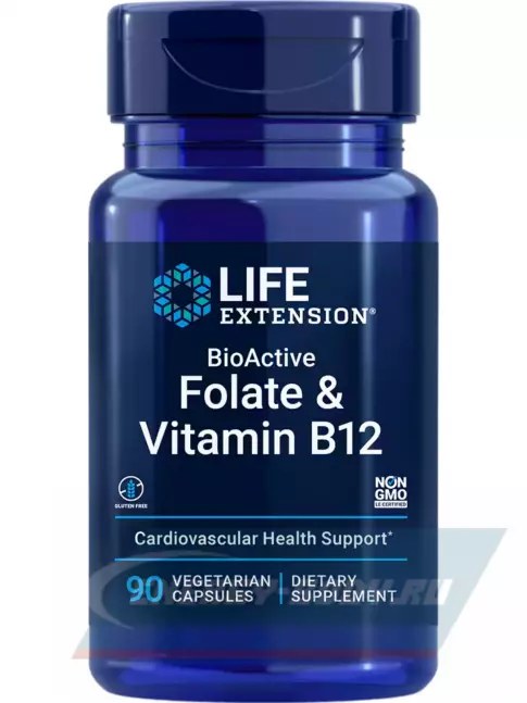  Life Extension BioActive Folate Vitamin B12 90 капсул