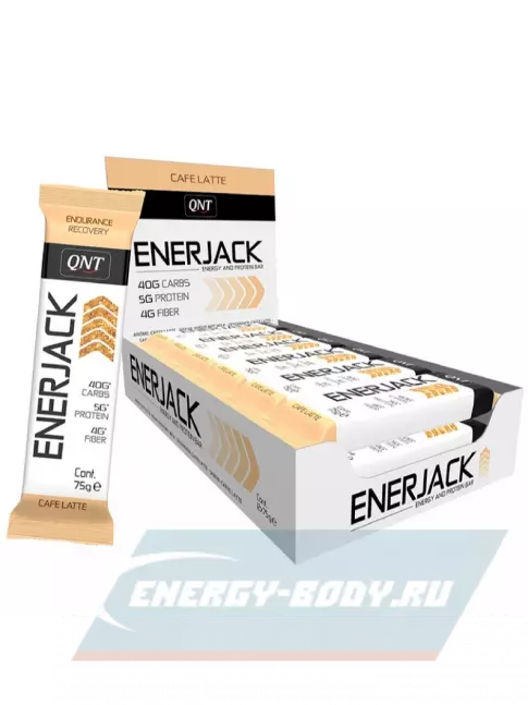 Батончик энергетический QNT Enerjack 75 г x 12 шт, Кофе латте