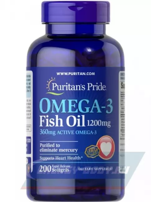 Omega 3 Puritan's Pride Omega-3 Fish Oil 1200 mg 200 капсул