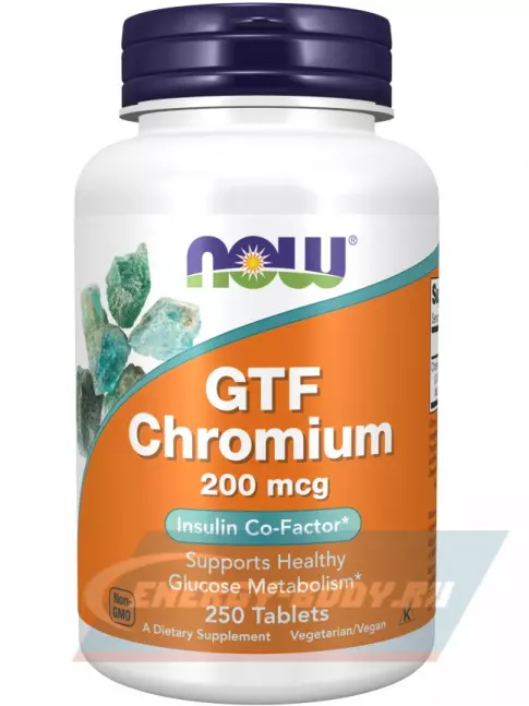 Минералы NOW FOODS GTF Chromium – Хром 200 мкг 250 таблеток