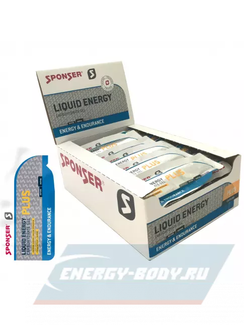Энергетический гель SPONSER LIQUID ENERGY PLUS 25 mg caffeine 40 саше x 35 г, Натуральный