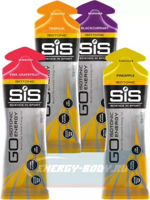 Энергетический гель SCIENCE IN SPORT (SiS) GO Isotonic Energy Gels 4 x 60 мл, Микс №11