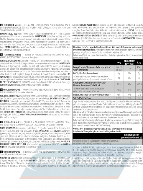  BiotechUSA Citrulline Malate 300 г, Зеленое яблоко