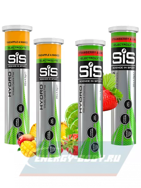  SCIENCE IN SPORT (SiS) GO Hydro Tablet 20s 4 x 20 таблеток, Ананас - Манго, Клубника - Лайм