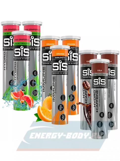  SCIENCE IN SPORT (SiS) GO Hydro Tablet 20s_3 9 x 20 таблеток, Розовый грейпфрут, Апельсин, Кола
