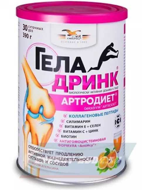 Суставы, связки ГЕЛАДРИНК Артродиет (Geladrink Artrodiet) 390 г, Апельсин