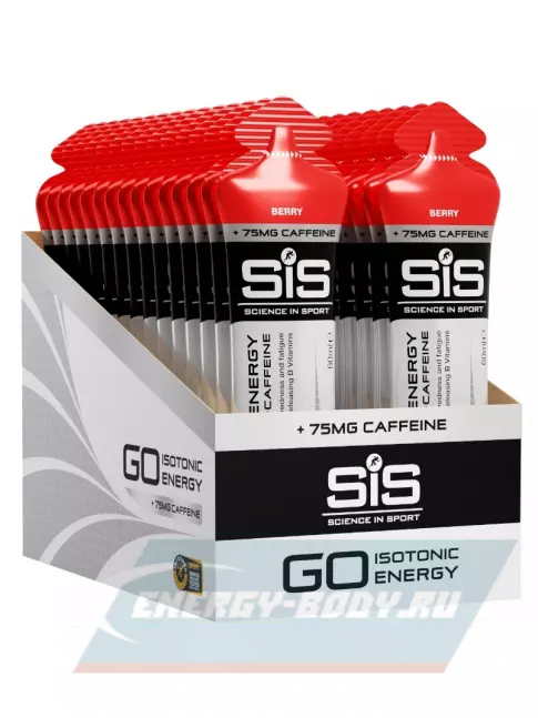Энергетический гель SCIENCE IN SPORT (SiS) GO Energy 75mg caffeine 30 x 60 мл + кофеин, Ягодный
