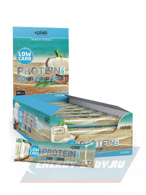 Батончик протеиновый VP Laboratory LOW CARB PROTEIN BAR 24х35 г, Кокос