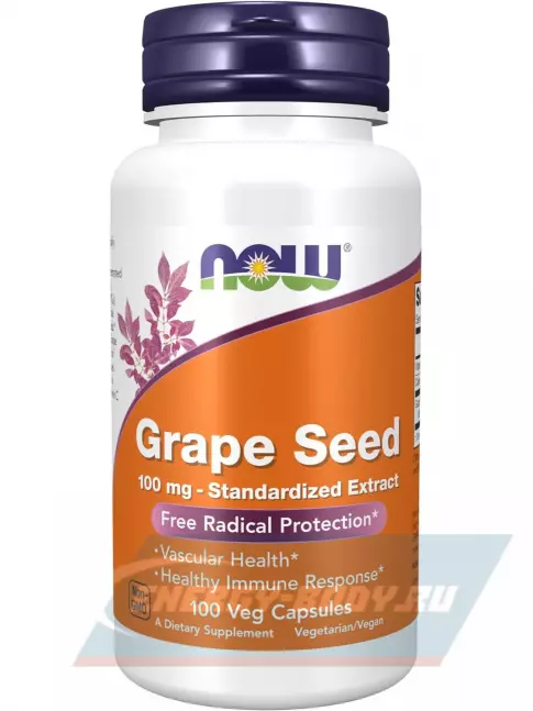 NOW FOODS Grape Seed 100 mg 100 веган капсул NOW FOODS Grape Seed 100 mg 100 веган капсул