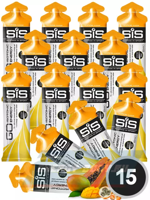 Энергетический гель SCIENCE IN SPORT (SiS) GO Isotonic Energy Gels 15 x 60 мл, Тропик
