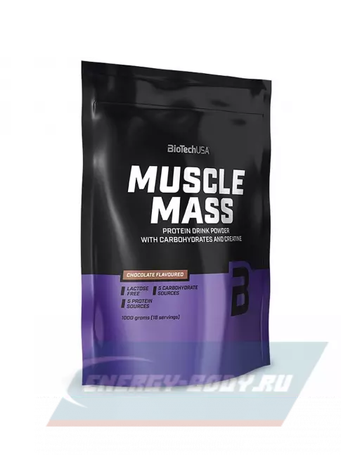 Гейнер BioTechUSA BioTech Muscle Mass ДУБЛЬ 1000 г, Ваниль