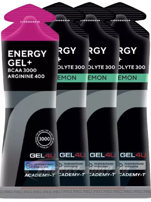 Энергетический гель GEL4U Energy Gel+electrolyte 300 4 х 60 г, Лесные ягоды, лимон и мята