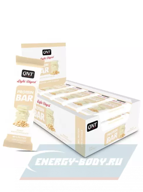 Батончик протеиновый QNT Light Digest Protein Bar 15 х 55 г, Арахис - Белый шоколад