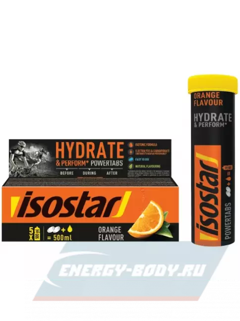  ISOSTAR Изотонический напиток Powertabs 1 банка x 5 порций, Апельсин