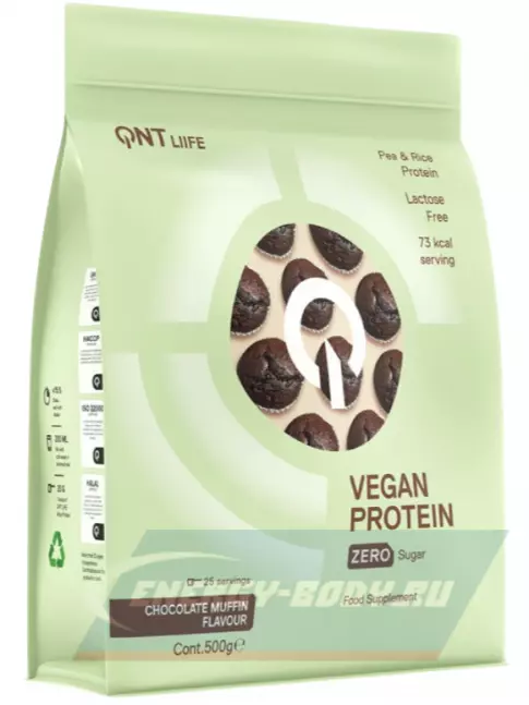  QNT Vegan Protein Zero Sugar 500 г, Шоколад - Маффин