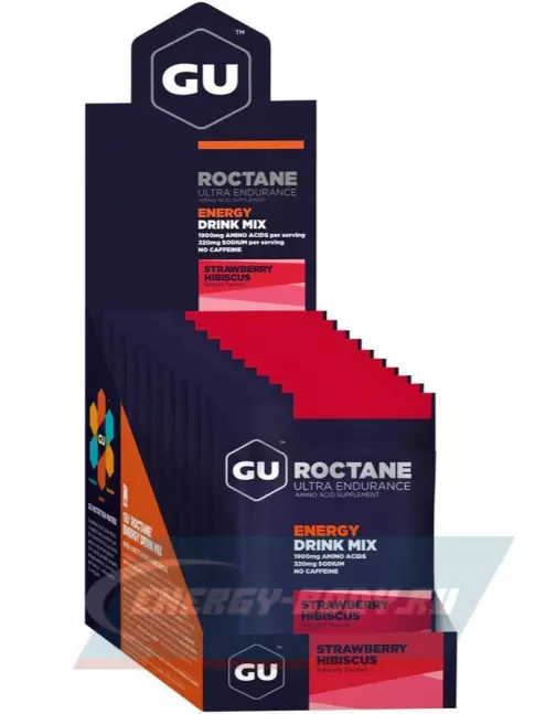  GU ENERGY GU ROCTANE ENERGY DRINK MIX 10 x 65 г, Клубника - Гибискус