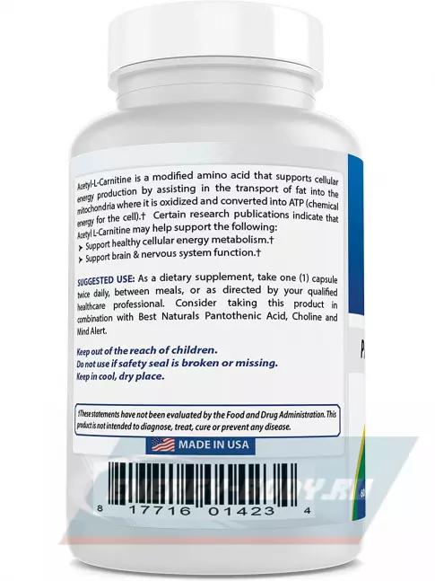 L-Карнитин BestNaturals Acetyl L-Carnitine 1000 mg 60 капсул
