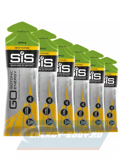 Энергетический гель SCIENCE IN SPORT (SiS) GO Isotonic Energy Gels 6 x 60 мл, Яблоко