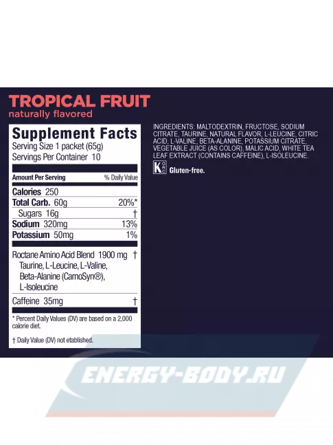  GU ENERGY GU ROCTANE ENERGY DRINK MIX 65 г, Тропические фрукты