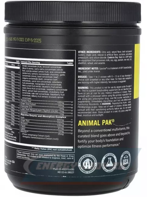  UNIVERSAL NUTRITION Animal Pak Powder 417 г, Фруктовый пунш