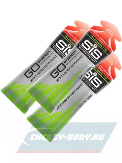 Энергетический гель SCIENCE IN SPORT (SiS) Go Energy + Electrolyte Gels 3 x 60 мл, Солёная Клубника