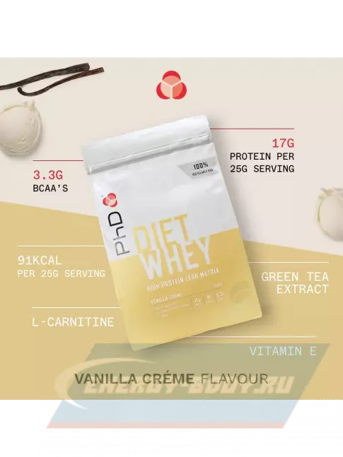  PhD Nutrition Diet Whey Protein 1000 г, Ванильный крем