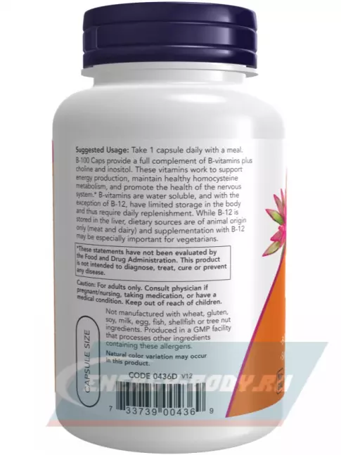  NOW FOODS B-100 Complex 250 веган капсул