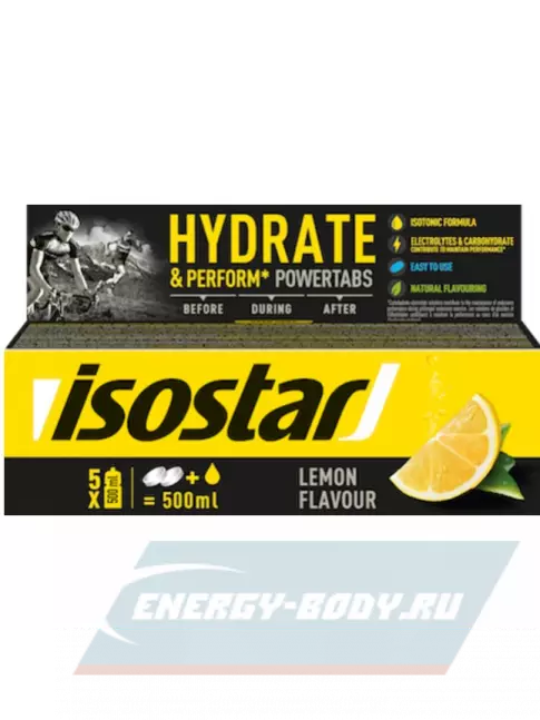  ISOSTAR Изотонический напиток Powertabs 1 банка x 5 порций, Лимон