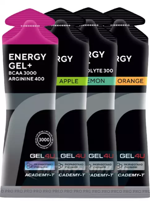 Энергетический гель GEL4U Energy Gel 4 х 60 г, 4 вкуса